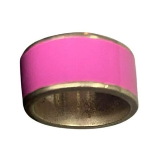 Big Sis Engraved Pink and Silver Tone Band Ring Size 6 - Picture 2 of 5